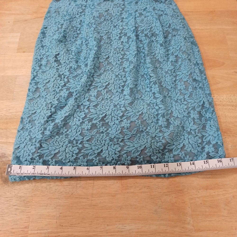 Darling Dress Aqua Lace Blue Floral small Back Zip Up - Picture 15 of 16